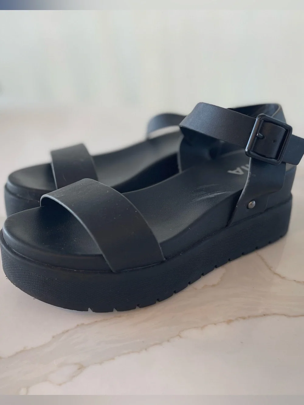 MIA Black Platform Ankle-Strap Sandals - Picture 1 of 2
